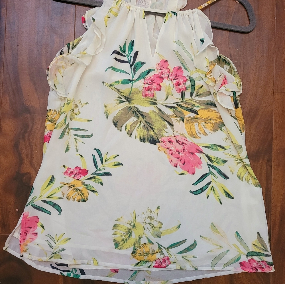 Soho Jeans Tropical Print Flowy Tank
